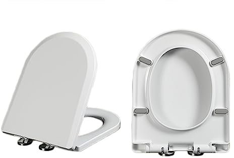 Toilettendeckel D Form, WC Sitz Mit Absenkautomatik, Klodeckel D-Form Aus Duroplast, Klobrille Mit Quick-Release Funktion, Leichte Reinigung, Antibakteriell Klodeckel, WC Deckel Weiß,02D