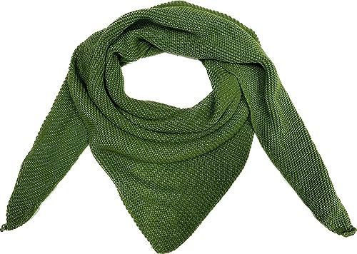 J26 XL Dreiecksschal Herbst Winter Unisex Dreieck Schal Uni Wolle Fashion Stola Tuch Übergangszeit (Grün)