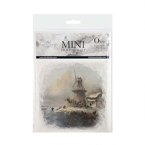 ITD Collection Mini Scrapbook Reispapier Kreatives Set 14,8 x 14,8 cm (6 Blätter) Decoupage Reispapiere für Scrapbooking und Basteln - Mehrfarbig - RSM089