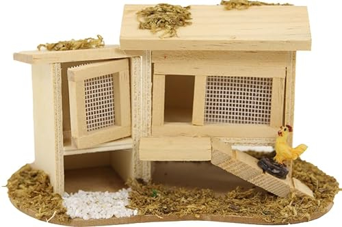 FADEDA Stalla per lepri e polli/altezza: 6 cm/dipinta a mano/presepe fedeli ai dettagli, decorazione da tavolo di Natale accessori presepe