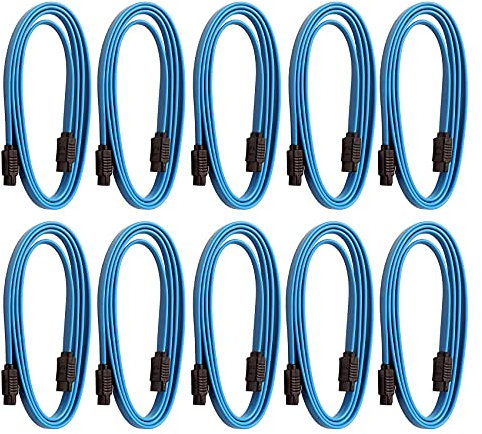Booso 10 Pcs SATA Câble SATAIII 6Gbps Double TêTe avec Boucle Fixe Droite Lecteur Optique Le Disque Dur Câble SéRie 1M