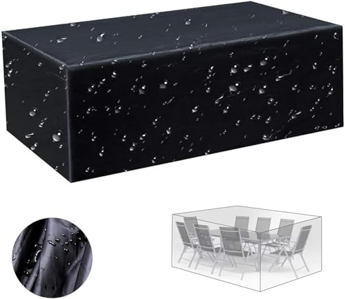 KDOVOKD Gartenmöbel Abdeckung 200x80x100cm(LxBxH),Schutzhülle für Garten-Tische und Möbel-Gruppen - Wasserdicht und UV-stabilisiert- Premium Abdeckhaube Abdeckung Abdeckplane aus 420D Oxford Gewebe