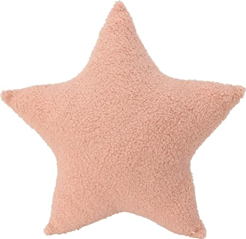 ZauberDeko Kissen Stern Weiß Taupe Rosa Kinderzimmer Zierkissen Deko 40cm Ø, Farbe:Rosa