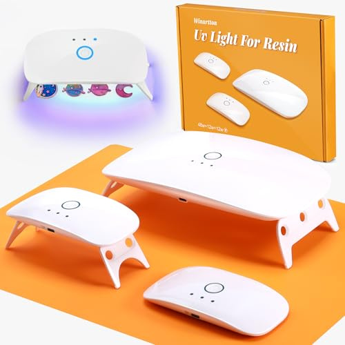 Winartton UV-ljus för harts 3-pack – stor bärbar UV-hart mini UV LED-nagellampa – UV-lampa, perfekt för UV-harts, smycketillverkning, gör-det-själv-hantverk – komplett harts-kit