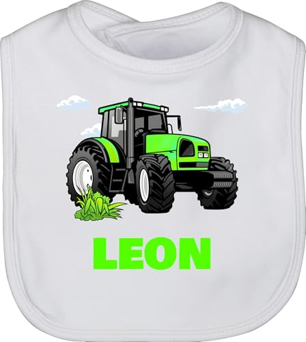 Baby Lätzchen - Geschenk Traktor mit Name personalisiert I Trecker Fan I Zugmaschine I Bulldog I Schlepper - Unisize - Weiß - traktoren tractor kinderlätzchen landwirtschaft traktormotiv