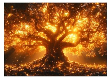 WQBQKKX Oro, nero Albero della vita Quadro su Tela, Albero astratto Quadri Pittura Immagini Murale Arte Moderna Foto Decorazione da Parete-70x100cm Non incorniciato
