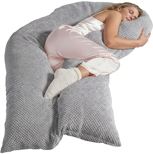 Traumreiter Seitenschläferkissen Jumbo XXL Classic mit Bezug Silber Deluxe - Schwangerschaftskissen zum schlafen – Stillkissen XXL Komfortkissen Erwachsene U Form Seitenschläfer Kissen Body Pillow