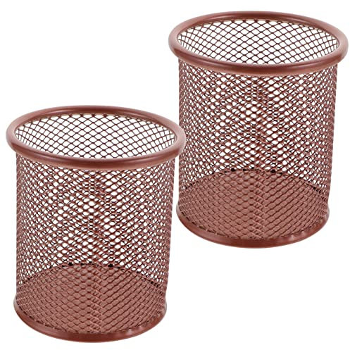 STOBOK 2stücke Mesh Stift-organizer Für Schreibtisch Multifunktionale Aufbewahrungslösungen Für Bürobedarf Schulbedarf Und Kosmetik Und Stilvolle Aufbewahrungslösung Roségold