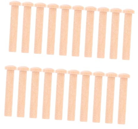 JEWEDECO 20pcs Miniature Wood Nail Solid Craft Nails Mini Rods for Woodworking Decorative Small Suitable for Train Wheel Crafts