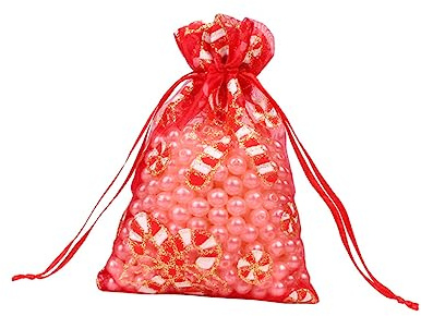 Holibanna 10 Stück Weihnachts-transparentbeutel Aus Mull Mit Kordelzug Geschenkbeutel Für Partyzubehör Schmuckbeutel Für Gastgeschenke Transparent