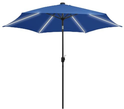 Xichuzi Sombrilla con lucesy Palo, Parasol Exterior Jardin, Sombrilla Jardin, para Sol De Playa, de Aluminio Azul Azure 300 cm