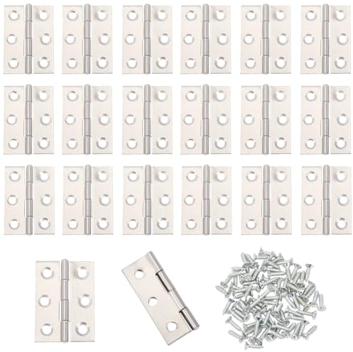 CREATCABIN 20 Stück Türscharniere Möbelbeschläge Scharnier Silberfarben Klappbares Scharnier Edelstahl Innentür Kugellagerscharniere Mit 120 Schrauben Für Zuhause Fenster Schränke Holztüren 4.55x3.5cm