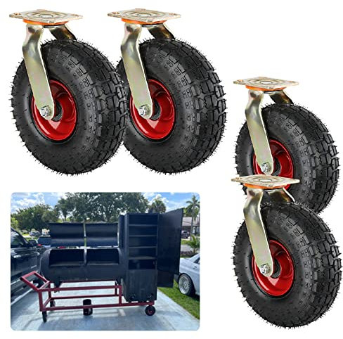 Juego de 4 Ruedas giratorias industriales de Alta Resistencia, Capacidad de 600 kg, Estilo vacío, con amortiguación, silenciosas, antipinchazos, con Placa de Acero y Goma, y Tornillos.