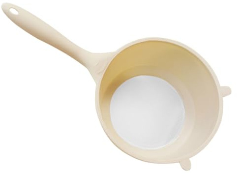 CLISPEED Colador Escurridor De Arroz Pequeño De Malla Fina De Plástico Blanco Crema, Reutilizable y Resistente, Para Limpiar Frutas y Verduras Cocina Doméstica,