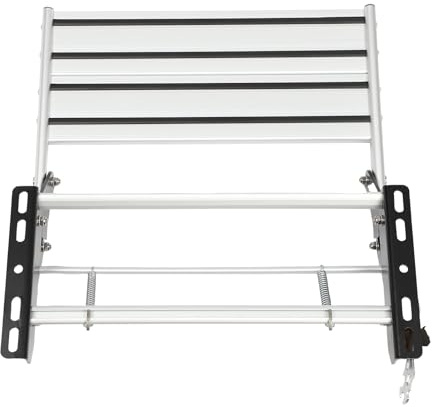 Bdneygtyr Marchepied pliable à fermeture éclair 55 cm en aluminium pour camping-car, camping et caravane - Argenté - Noir