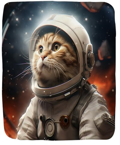 Coperta in Peluche Cat Astronaut Bold Through The Cosmos Blanket Morbido Coperta di Flanella Traspiranti Coperte per Divano Quattro Stagioni Ufficio S