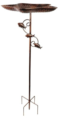 predolo Vogeltränke Eisen Outdoor Vogelbad Schale Dekorative Vogeltränke mit Stab für Zaun Terrasse Landschaft für Geschenk Und Hausdekoration 29cmx75.5cm