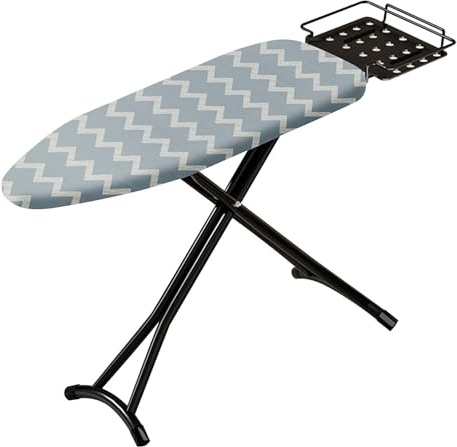 Tabla de Planchar Plegable de 6 Alturas Ajustable con Soporte para Plancha, Compacta y Ahorradora de Espacio Mesa Planchar para Uso Doméstico en Lavandería(Gray)