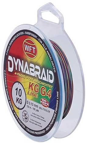 WFT Round Dynabraid G4 Multicolor Geflochtene Angelschnur, 4-Fach UHMPE-Faser, Farbwechsel-System, für Spinnfischen und Tiefseefischen, 300m, 0,10mm-0,35mm, 10KG-35KG Tragkraft (0,30mm - 30kg)