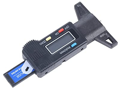MEHOOSPVN Medidor de profundidad para neumáticos de coche, medidor de profundidad para motocicleta, pantalla LCD con batería de repuesto, 0-25 mm
