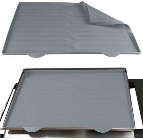 Silikon-Grillmatte Silikon-Grillmatte, robuste Silikonmatte in Lebensmittelqualität, for Schutz der Grillplatte(Light Grey,28-inch)