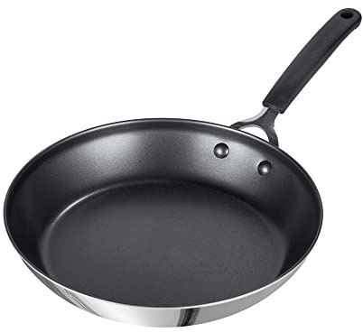 Prestige Made to Last Non-Stick Stainless Steel Frying Pan 25cm – Easy Clean, Induction Compatible, Dishwasher & Oven Safe, Silver