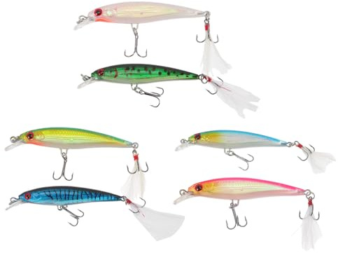 DECHOUS 6 Pezzi Esche da Pesca Artificiali Minnow Resistenti Kit Professionale Colori Misti per Acqua Dolci e Salate Richiamo Realistico per Bass Trota e Pesci Pan