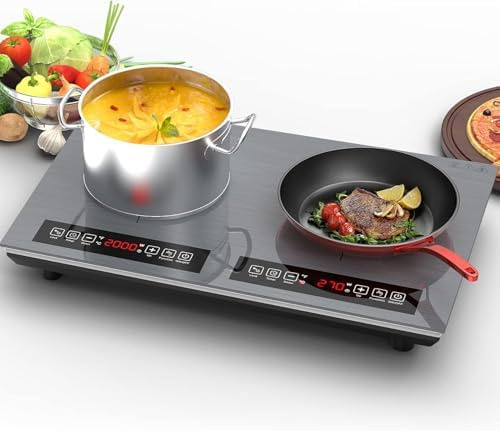 ANHANE 24-Inch Double Induction Hob, 3600W Portable Electric Hob | 220V Hot Plate with 2 Burners, Fast Boil & Precise Simmer, Child Safety Lock, 10 Temp Levels for Caravan & Small Kitchens,