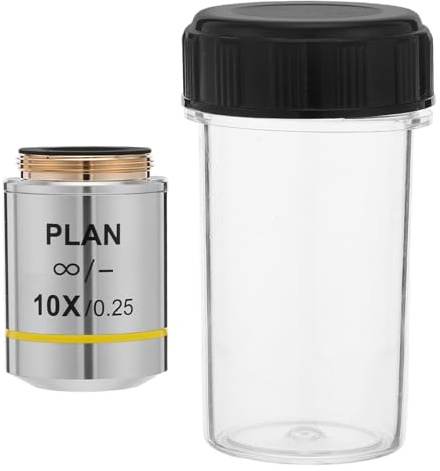 OSOLADY Lente Objetivo de Microscopio Biológico 10x Reemplazo, Accesorio de Alta Potencia para Microscopios Profesionales, Adecuado para Laboratorio y Educación Científica