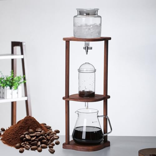 Cold Brew Tower - Cafetera de hielo,Cafetera de torre de goteo Cold Brew,Cafetera de infusión en frío, gotero ajustable, preparación manual para el hogar y la oficina(Size:D)