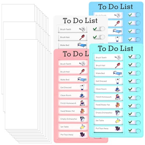 4 Piezas To Do List para Niños, Tablero de Lista de Verificacións con 30 Hojas Intercambiables, Tabla de Comportamiento Portátil para Niños Adultos Programar Recordatorio Planificación Aprendizaje
