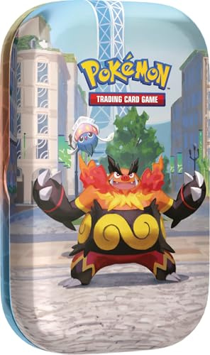 Pokémon-Sammelkartenspiel: Mini-Tin-Box Illumina City: Flambirex & Iscalar (2 Boosterpacks, 1 Bildkarte und 1 Stickerbogen)