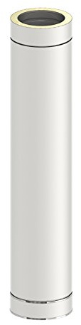 Schornstein - Längenelement DW doppelwandig, 1000mm Länge und 130mm Durchmesser, Innen/Außen je 0,5 mm Wandstärke, Edelstahl