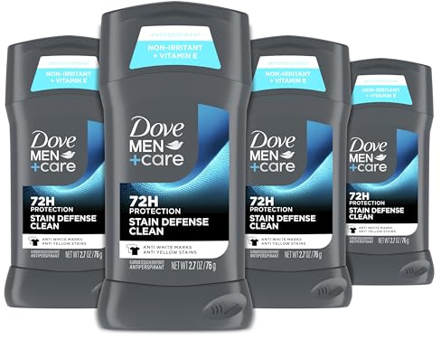 Dove Men+Care Deodorant Stick, Stain Defense Clean, 4 Count, 2.7 oz