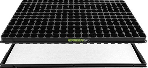 GREEN24 Anzucht-Set 240-PRO - automatische Bewässerung. Anzuchtplatte mit 240 Töpfen + Wasserwanne + Kapillarmatte für Anzucht von Saatgut und Stecklingen - Anzuchtschalen/Anzuchtkasten