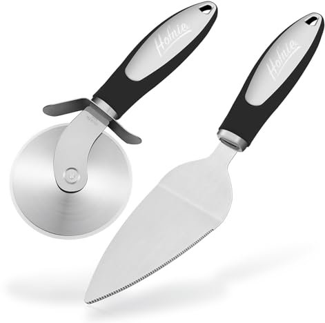 Chrider Pizza Cutter Wheel Pizza Server Set, Super Sharp Pizza Slicer with Ergonomic Non Slip Handle,Quality Stainless Steel Pizza Cutter, Ideal for Pizza, Pies, Dough Cookies and Waffles