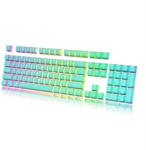 HK Gaming Pudding Keycaps Set | Doubleshot PBT Keycap Set | Full 108 OEM Profile Key Set | ANSI US-Layout | For Mechanical Keyboard | Compatible with Cherry MX, Gateron, Kailh, Outemu | Blue