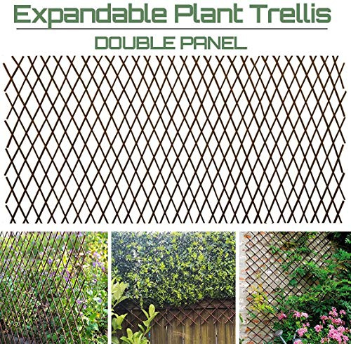 Sumery Nature Willow Trellis Expandable Plant Support Plant Climbing Lattices Trellis Willow Expandable Trellis Fence for Climbing Plants Support 36x92 Inch,Double Panel (2, Willow Wicker Fence)