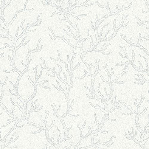 BRICOFLOR Vliestapete | Mustertapete wandtapete muster Tapete Muster - Tapete Küche Küchentapete Tapeten für Küche - Blau, Grau | 10,05 x 0,70 m = Rolle 7.04 m²