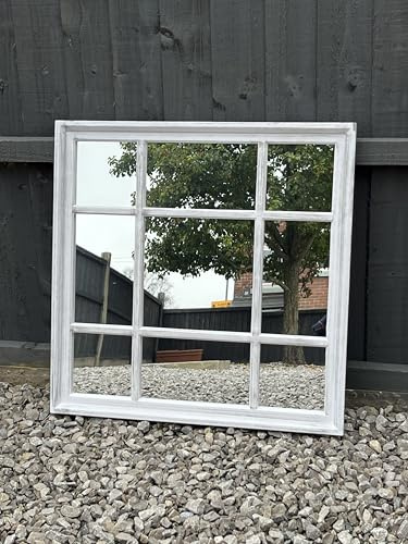 Window New White Soho Style indoor/outdoor garden Mirror Hallway Vanity Wall Elegant Vintage Style Gift 61cm x 61cm