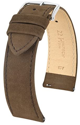 Hirsch Unisex Uhrenarmband Nubukleder Modell Osiris 18 mm Braun