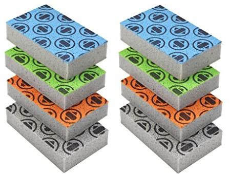 SKURA STYLE S Schwamm-Set – Moderne, geruchsfreie Reinigungsschwämme mit Nicht scheuerndem Scheuerschwamm für Geschirr & mehr Orange, blau, grün, grau 8 Schwämme