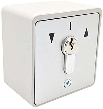 geba MSC-APZ 1-2T/1 Aufputz Aluminium Schlüsselschalter Schlüsseltaster mit DIN Profilhalbzylinder 2-Taster 3 Schlüssel einbruchhemmend Lichtgrau IP54 Antrieb Garagentor Tür Tor Schranke Motor