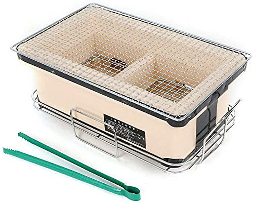 Japonais Argile Céramique Barbecue Au Charbon Rectangle Un Barbecue Barbecue Au Charbon Dessus De La Table Cuiseur Yakiniku Poêle À Charbon Avec Grate, Supporter Et Nourriture Tong