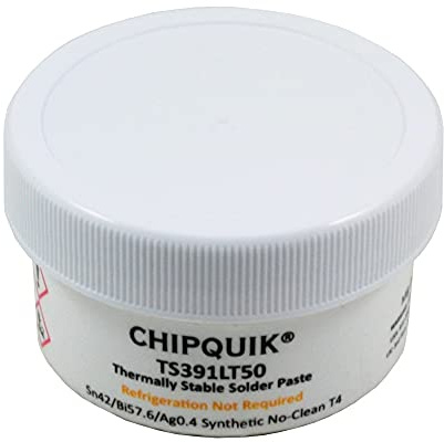 Chip Quik TS391LT50 Thermally Stable Solder Paste No-Clean Sn42/Bi57.6/Ag0.4 T4 (50g jar)