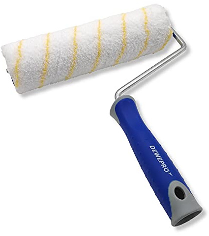 DEWEPRO 25cm Farbroller inkl. Steckbügel - Farbwalze mit ergonomischem 2-Komponenten-Griff - geeignet für Dispersionsfarben, Acryl-Farben und Latex-Farben