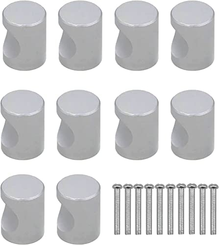 Dresser Knobs Drawer Handles Silver Recessed Grip Knobs Cylinder Drawer Pulls Cupboard Knob 10 Pcs Cylindrical Single Hole Drawer Handles with Screws, Used for Drawers, Closets, Bedrooms, Kitchens