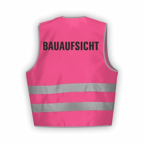 Fassbender-Druck WARNWESTEN - Sicherheitsweste GELB Warnweste nach EN ISO 20471 zertifiziert - Warn Weste für BAUAUFSICHT- Unisex mit hochwertigem Reflektorstreifen