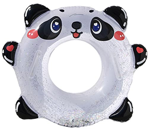 BSTCAR Panda Schwimmreifen Kinder von 3-6 Jahren, Leuchtender Panda Aufblasbarer Schwimmring mit Griffen Pool Spielzeug Schwimmtrainingshilfe Kinder