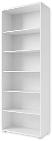 Stella Trading OFFICE LINE Aktenregal in Weiß - Standregal mit 6 offenen Fächern - Modernes Büromöbel Komplettset - 79 x 220 x 35 cm (B/H/T)